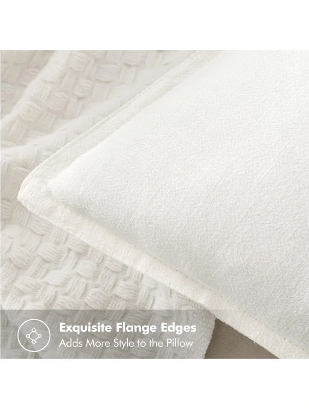 MIULEE Decorative Linen Euro Sham Pillow Covers 26x26 Cream White 869-bb8-1